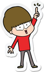 sticker of a cartoon happy boy