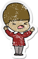 distressed sticker of a cartoon stressed man