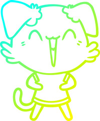 cold gradient line drawing happy little dog cartoon