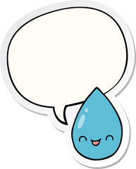 cartoon cute raindrop and speech bubble sticker