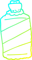 cold gradient line drawing cartoon hot water bottle