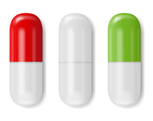 Pills Set Isolated White Background