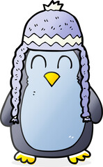 cartoon penguin wearing hat