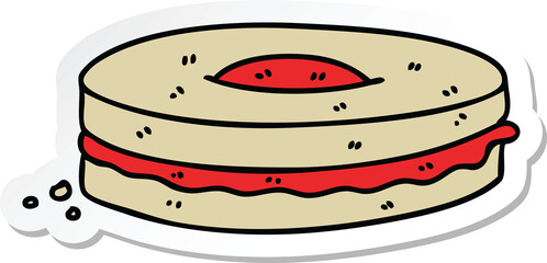 sticker of a quirky hand drawn cartoon jam biscuit