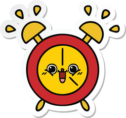 sticker of a cute cartoon alarm clock