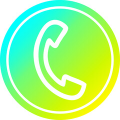 telephone handset circular in cold gradient spectrum