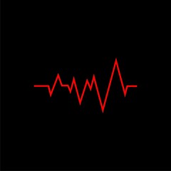 Heartbeat icon  isolated on black background. 