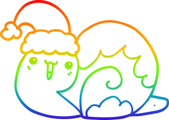 rainbow gradient line drawing cute cartoon christmas snail