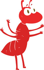 flat color illustration of a cartoon ant