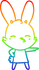 rainbow gradient line drawing curious bunny cartoon