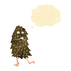 cartoon monster with thought bubble