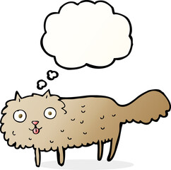 cartoon furry cat with thought bubble