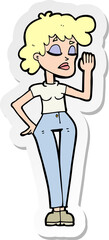 sticker of a cartoon woman ignoring