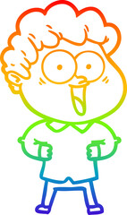 rainbow gradient line drawing cartoon happy man