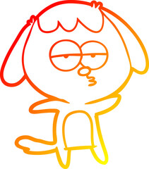 warm gradient line drawing cartoon bored dog