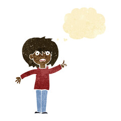 cartoon woman asking question with thought bubble