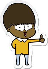 sticker of a cartoon happy boy
