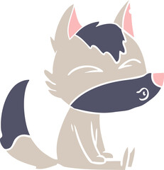 flat color style cartoon wolf whistling