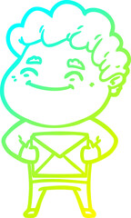 cold gradient line drawing cartoon friendly man