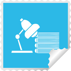square peeling sticker cartoon study books and lamp