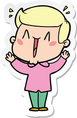 Obraz premium sticker of a cartoon excited man