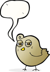 funny cartoon bird with speech bubble