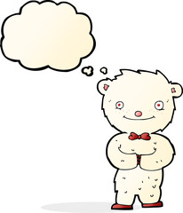 cartoon little polar bear with thought bubble