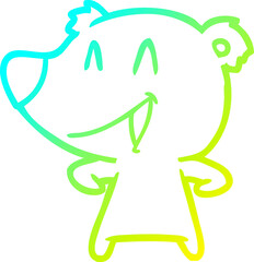 cold gradient line drawing laughing bear cartoon
