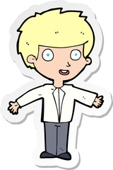 sticker of a cartoon happy boy