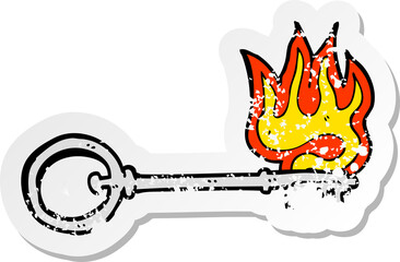 retro distressed sticker of a cartoon hot key