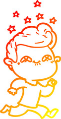 warm gradient line drawing cartoon excited man