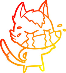 warm gradient line drawing cartoon crying wolf