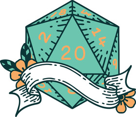 natural twenty D20 dice roll illustration