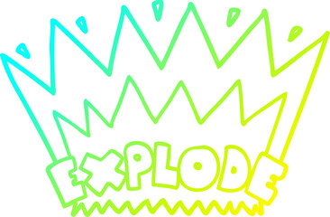 cold gradient line drawing cartoon explosion