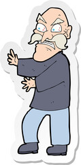 sticker of a cartoon angry old man