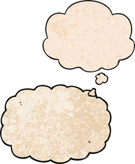 cartoon cloud and thought bubble in grunge texture pattern style