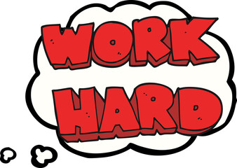 thought bubble cartoon work hard symbol