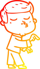 warm gradient line drawing cartoon model guy pouting