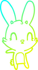 cold gradient line drawing cute cartoon rabbit