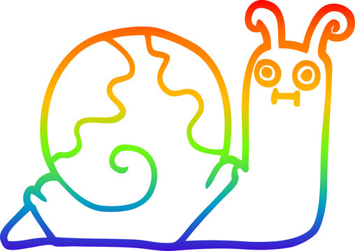 recommend clip art: rainbow gradient line drawing cartoon snail