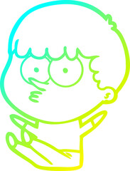 Obraz premium cold gradient line drawing cartoon boy sat waiting