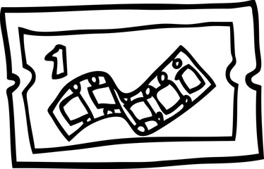 black and white cartoon movie ticket