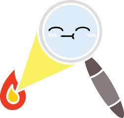 flat color retro cartoon magnifying glass