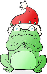 cartoon frog in christmas hat