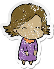 distressed sticker of a cartoon woman