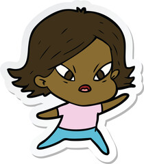 sticker of a cartoon stressed woman
