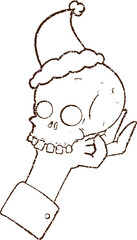 Spooky Skull Charcoal Drawing