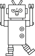 line drawing cartoon angry robot
