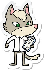 sticker of a friendly cartoon wolf manager