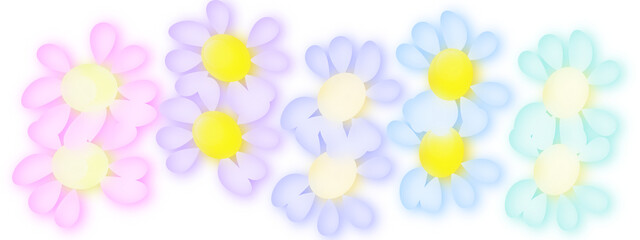 illustrazione con corolle di fiori multicolore su sfondo trasparente